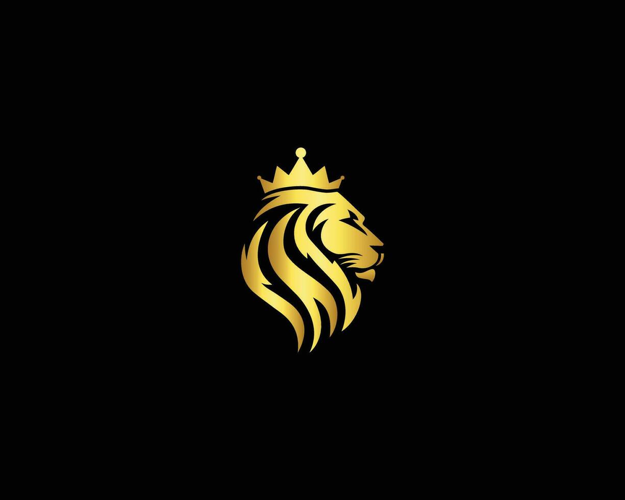 Elegant Gold Royal Lion Crown Logo Design Template. Leo Crest Symbol Premium King Brand Identity Icon. Luxury Company Sign. Modern Vector Illustration.