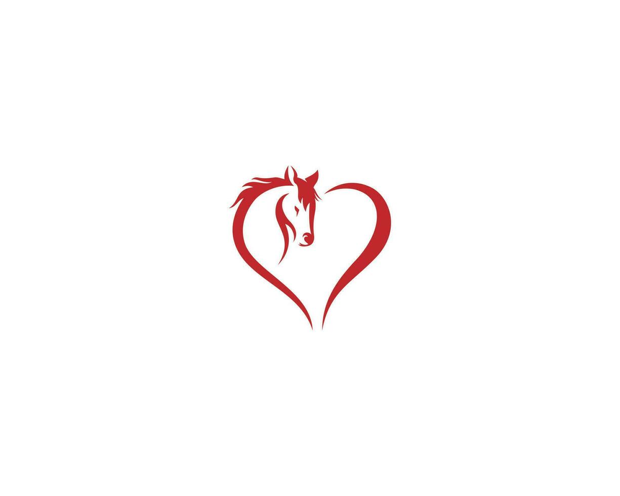 Creative Horse With Love Symbol Logo Icon Design Simple Style Vector Illustration.