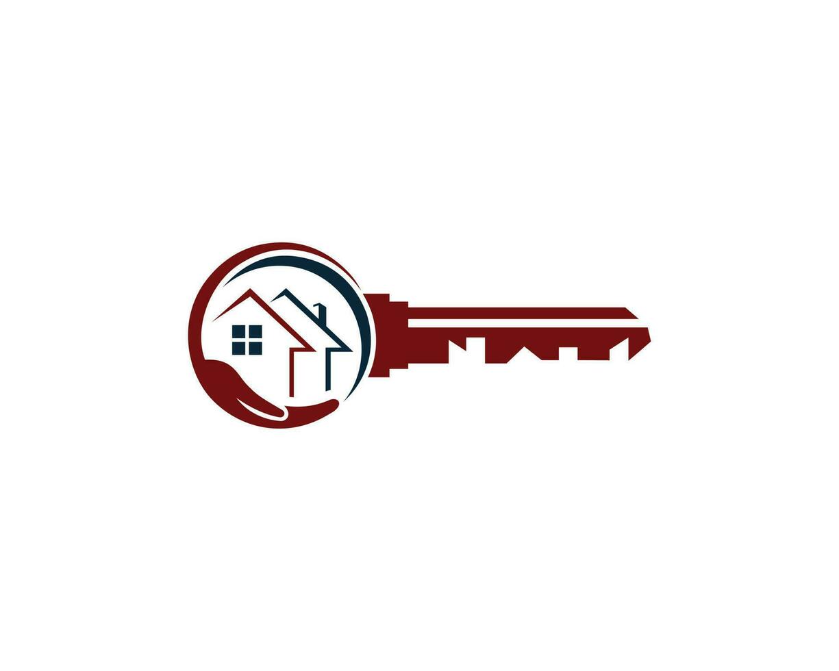 Home Care And  Real Estate Key Logo Icon Design Modern Vector Illustration.