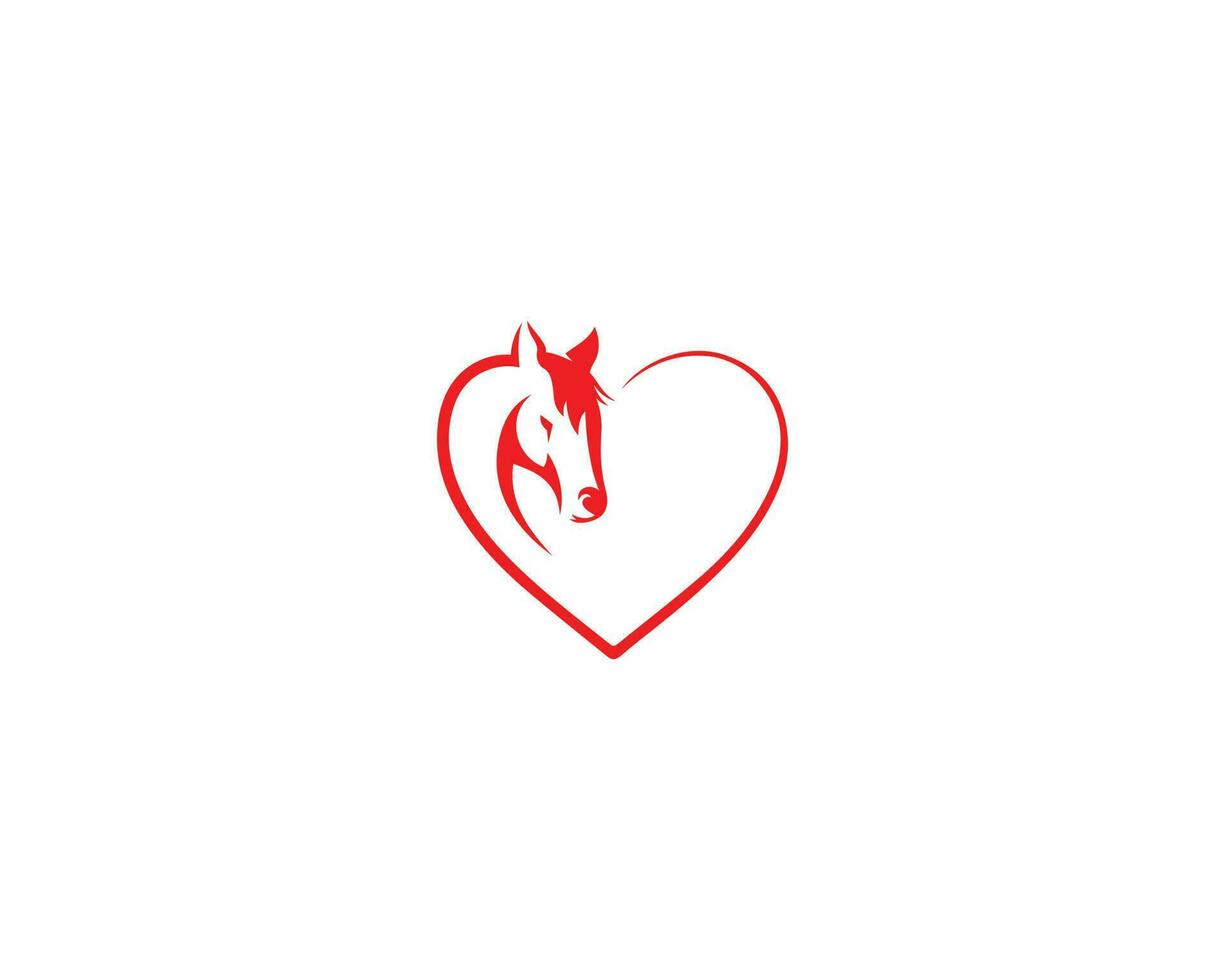 Simple Love Horse Logo Design With Flat Style Modern Vector Illustration.