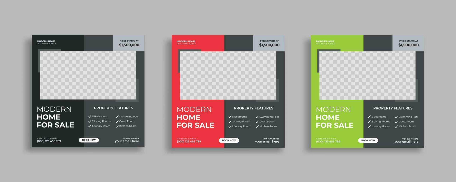 real estate property social media post or modern house web banner template vector