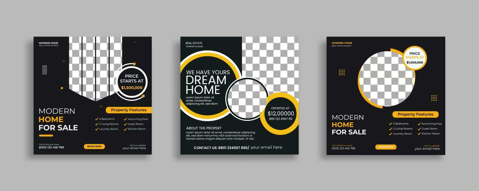 real estate property social media post or modern house web banner template vector