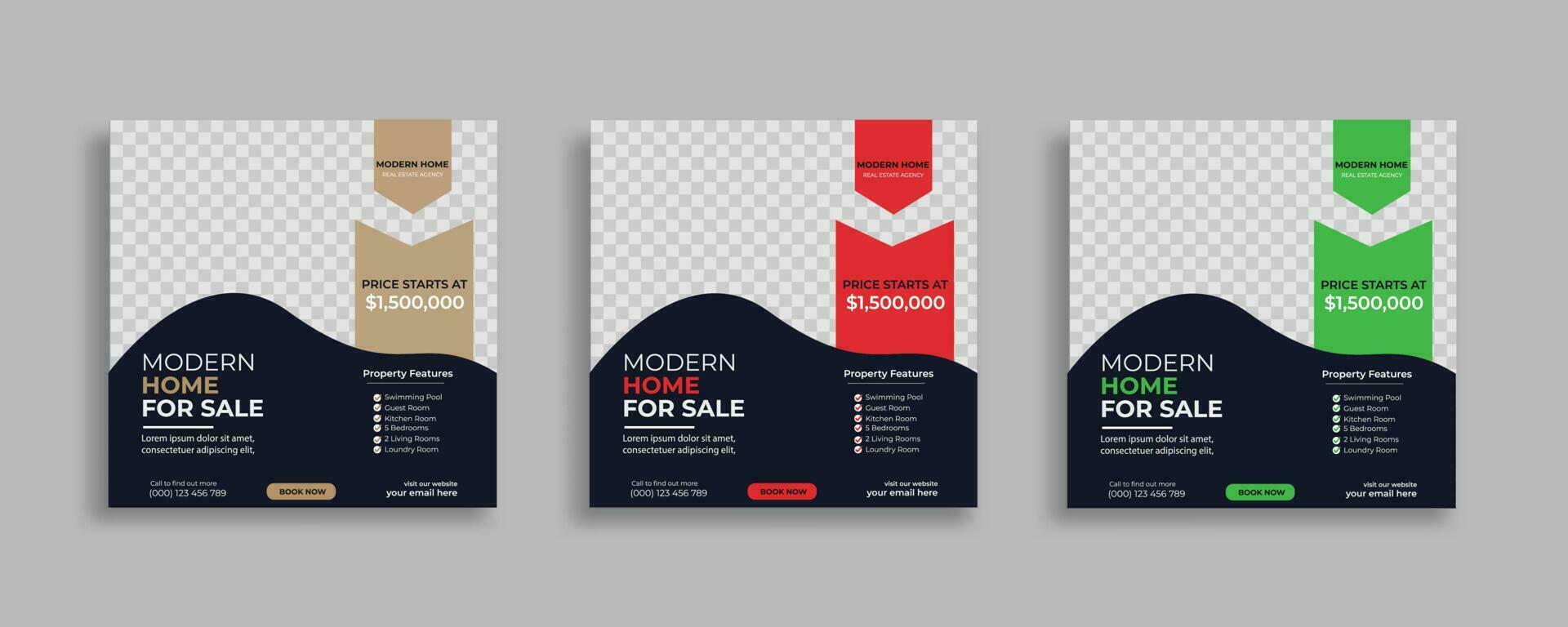 real estate property social media post or modern house web banner template vector