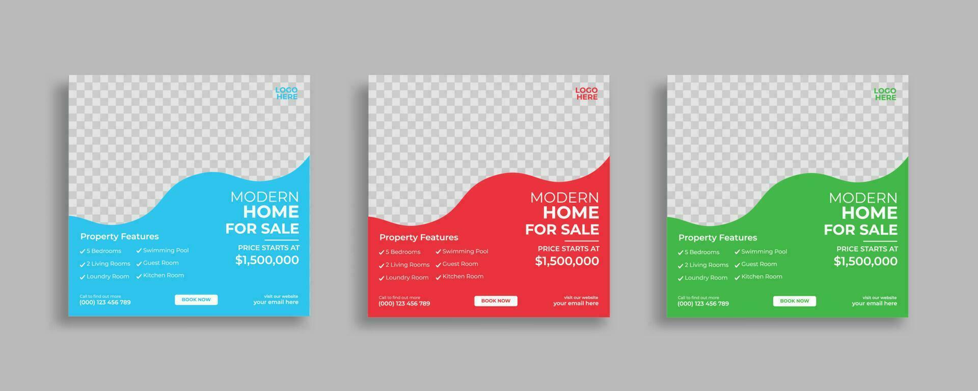 real estate property social media post or modern house web banner template vector