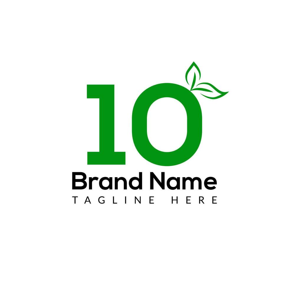 Eco Logo On Letter 10 Template. Eco On 10 Letter, Initial Eco, Leaf, Nature, Green Sign Concept vector