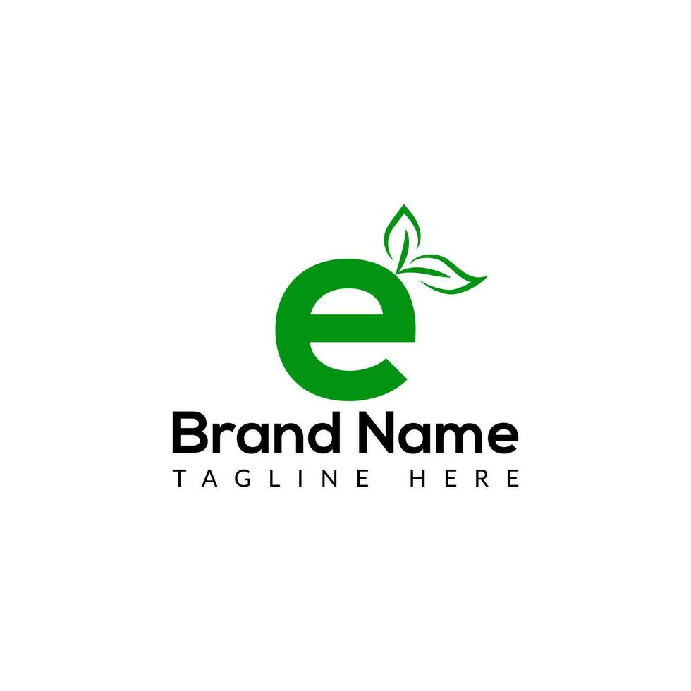Eco Logo On Letter E Template. Eco On E Letter, Initial Eco, Leaf, Nature, Green Sign Concept vector