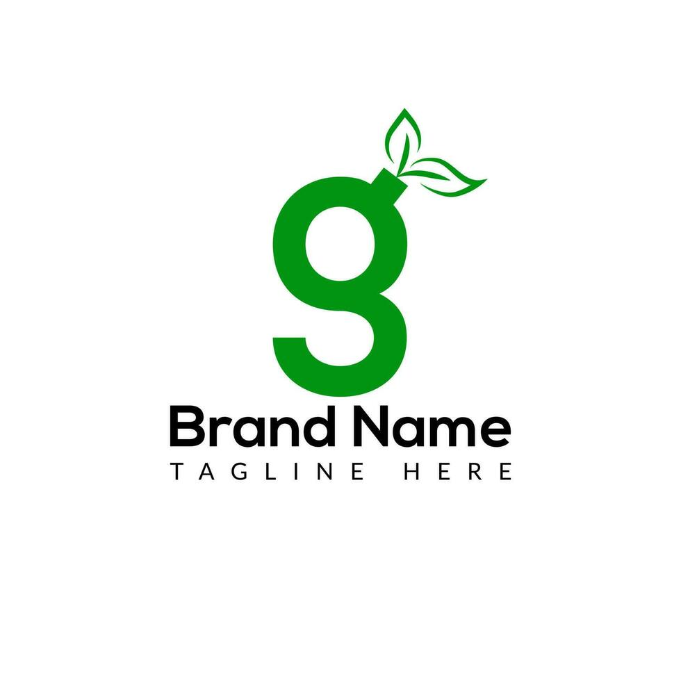 Eco Logo On Letter G Template. Eco On G Letter, Initial Eco, Leaf, Nature, Green Sign Concept vector