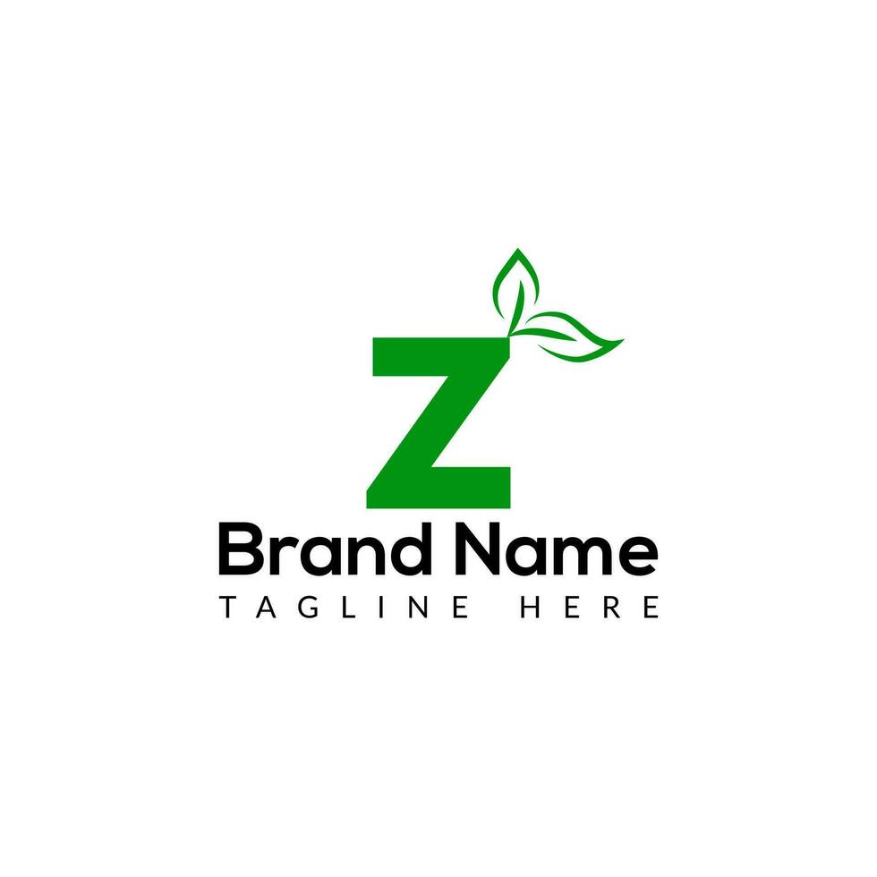 Eco Logo On Letter Z Template. Eco On Z Letter, Initial Eco, Leaf, Nature Sign Concept vector