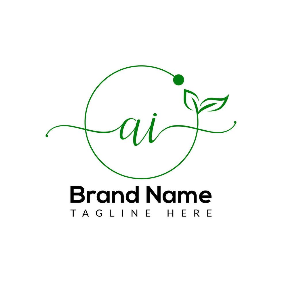 Eco Logo On Letter AI Template. Eco On AI Letter, Initial Eco, Leaf, Nature, Green Sign Concept vector