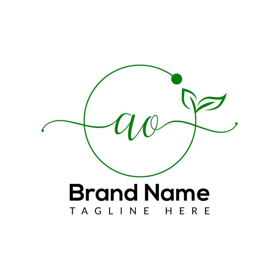 Eco Logo On Letter AO Template. Eco On AO Letter, Initial Eco, Leaf, Nautre, Green Sign Concept vector