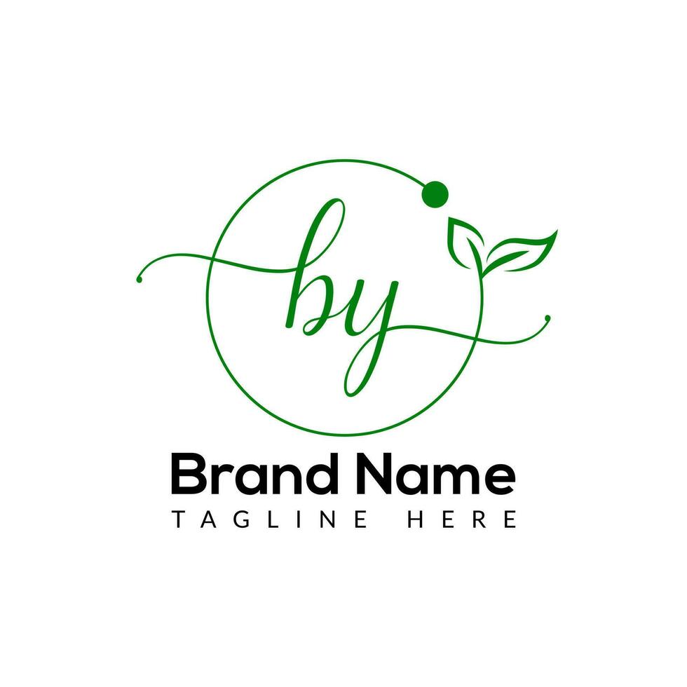 Eco Logo On Letter BY Template. Eco On BY Letter, Initial Eco, Leaf, Nature, Green Sign Concept vector