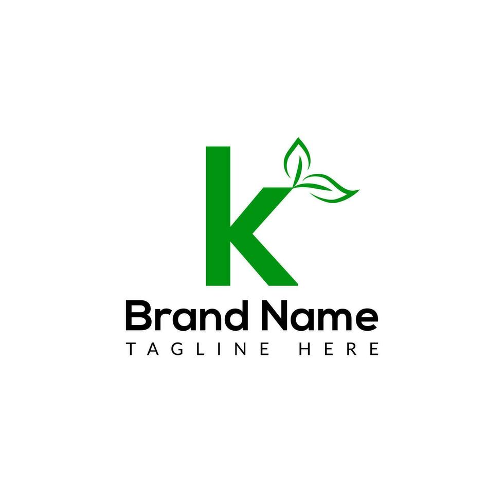Eco Logo On Letter K Template. Eco On K Letter, Initial Eco, Leaf, Nature, Green Sign Concept vector
