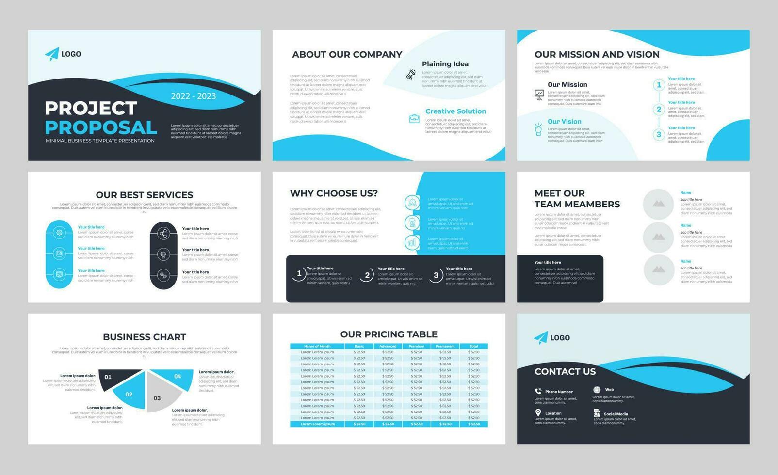 Project proposal Template or proposal presentation template design. vector