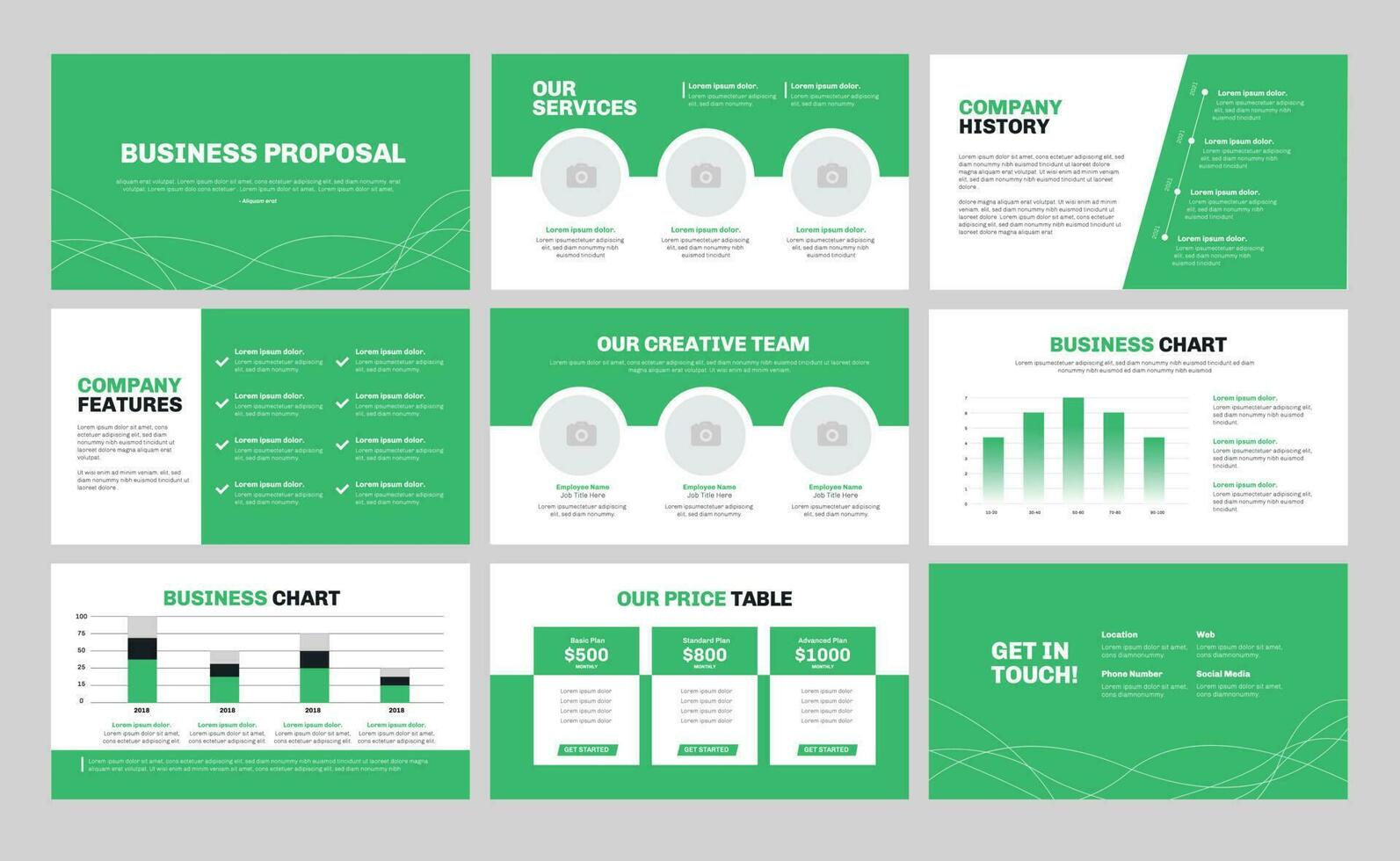 Green project proposal presentation. Business presentation slide design. vector