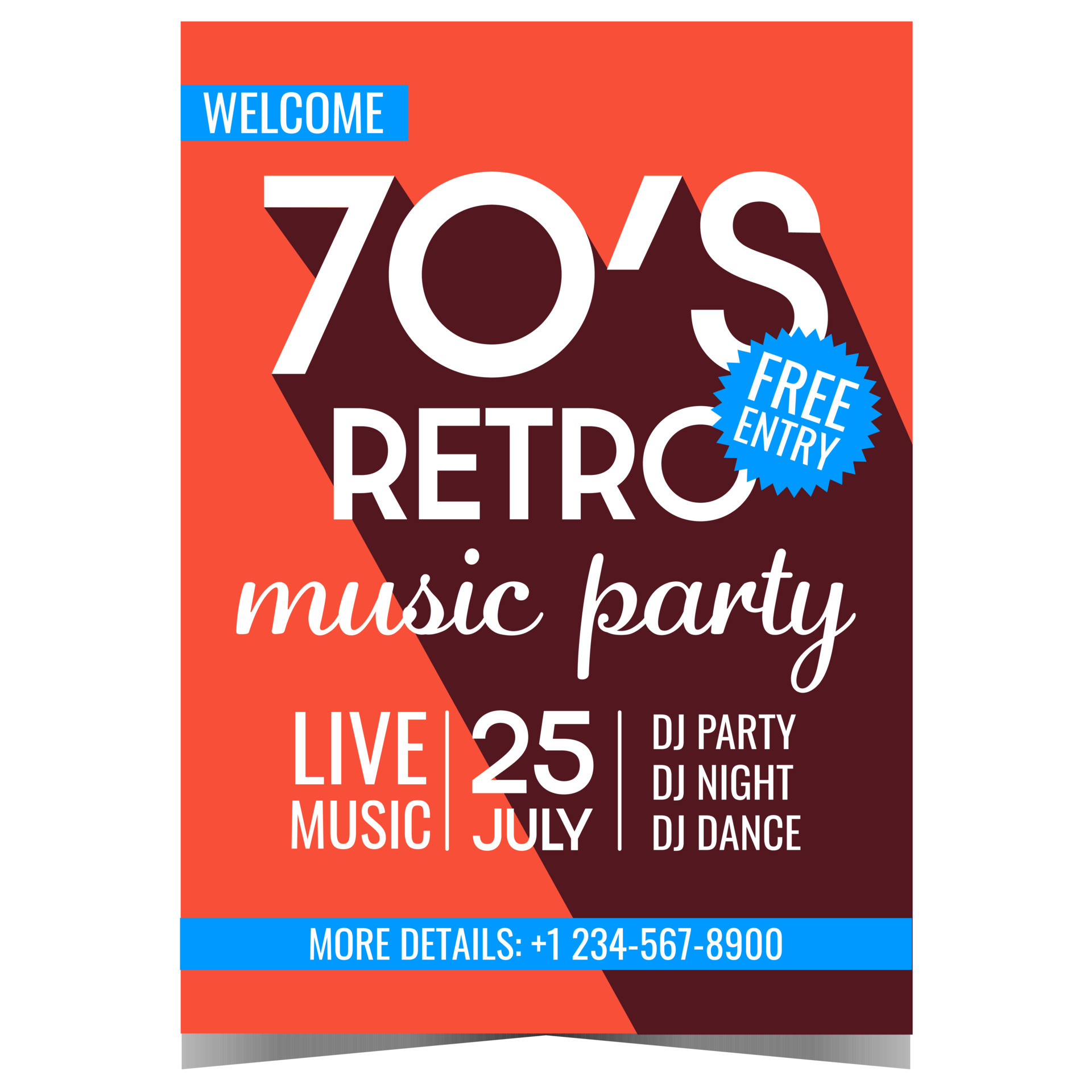 Retro music party vector illustration design on orange background