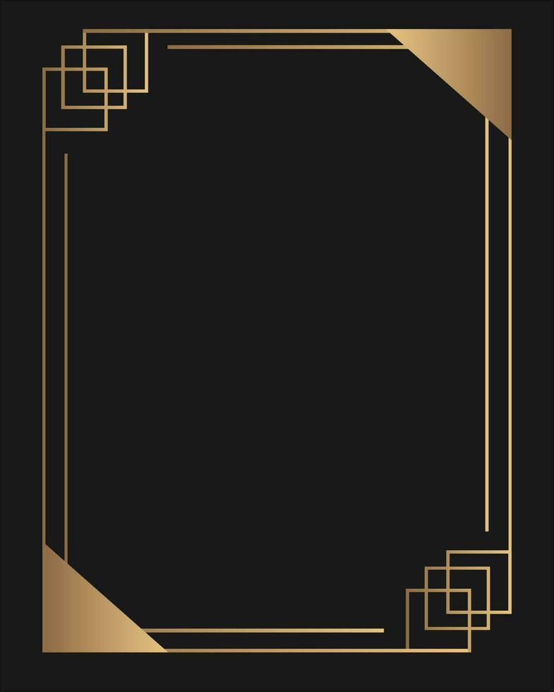 Premium Golden frame. Elegant geometric golden design. Ornament border decorative isolated on black background. Vector illustration.