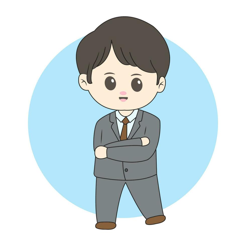 chibi chico un empresario vector