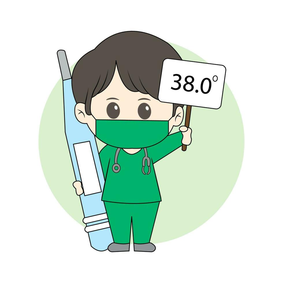 chibi boy surgery doctor vector