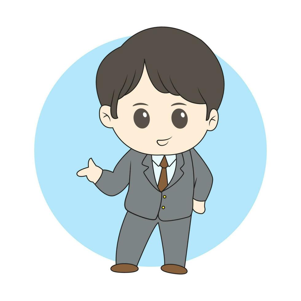 chibi chico un empresario vector