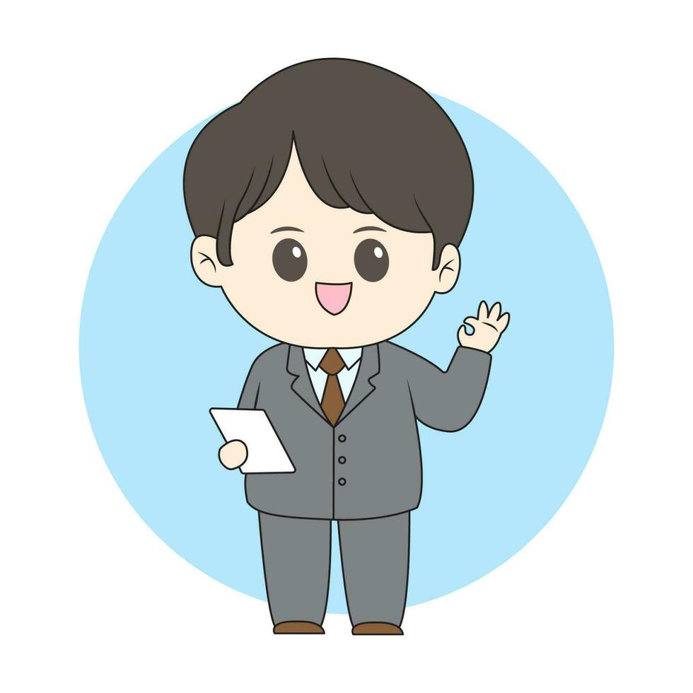 chibi boy a businessman vector