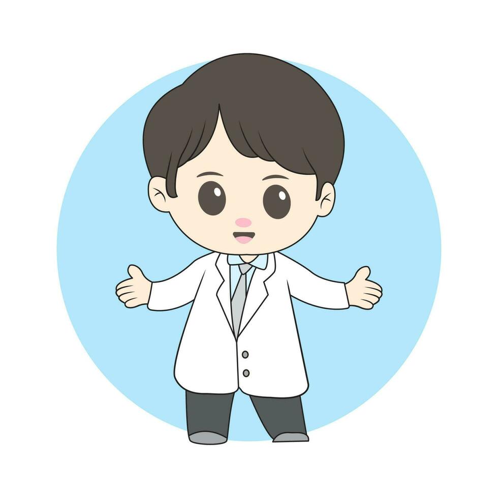 chibi boy specialist doctor vector