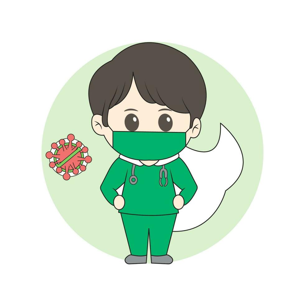 chibi boy surgery doctor vector