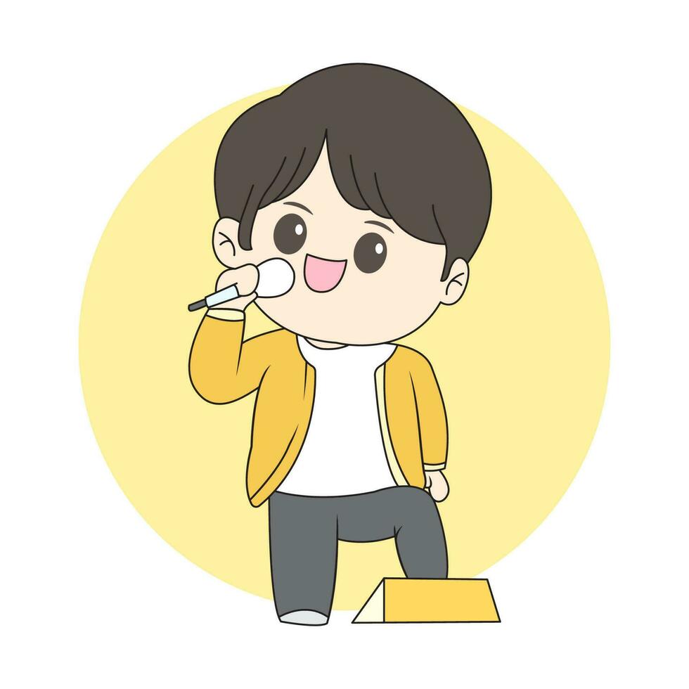 chibi boy singing vector