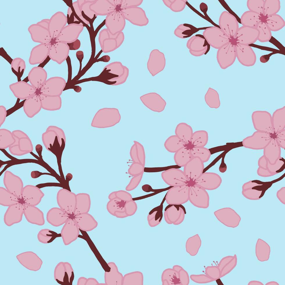 Cherry blossom seamless patterns. Cool abstract and floral design. For fashion fabrics, kids clothes, home decor, quilting, T-shirts, cards and templates, scrapbook and other digital needs vector