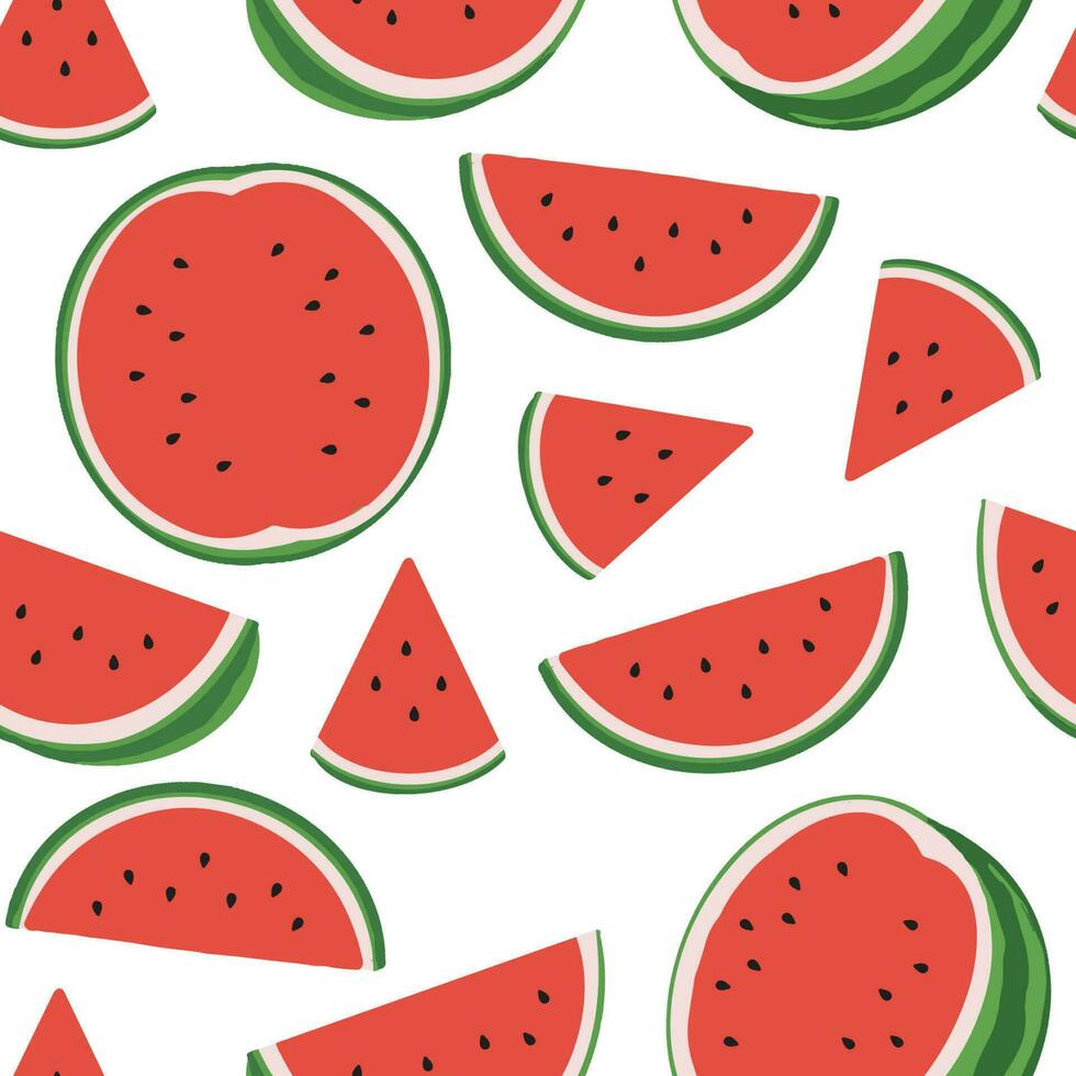 Watermelon seamless patterns. Cool abstract and fruit design concept. For fashion fabrics, kids clothes, home decor, quilting, T-shirts, cards and templates, scrapbook and other digital needs vector