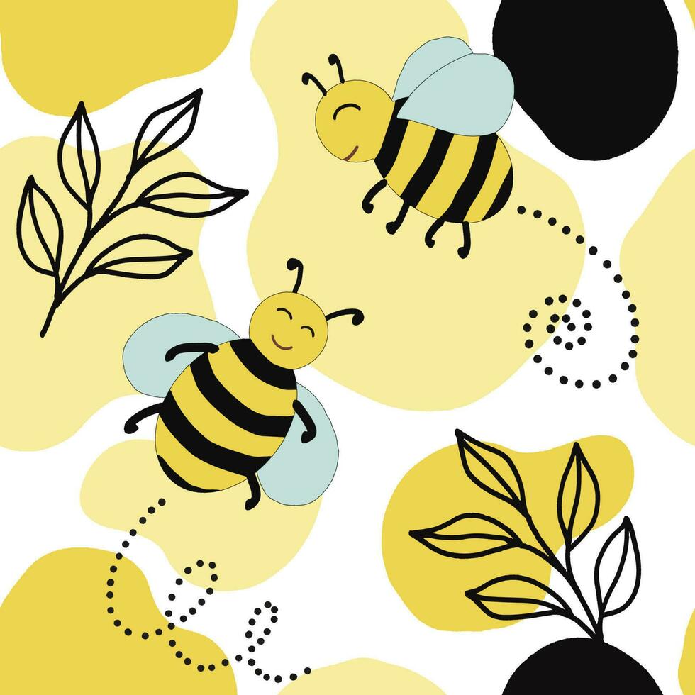 miel abeja sin costura resumen antecedentes. mano dibujado varios formas y amarillo color concepto. lata ser usado para impresión necesidades y otro digital necesidades. contemporáneo moderno de moda vector ilustraciones.