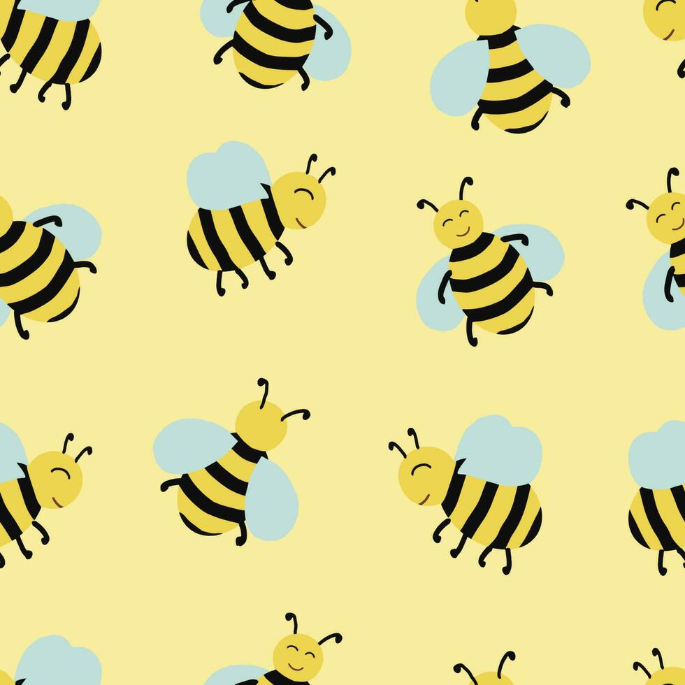 Honey Bee Seamless abstract backgrounds. Hand drawn various shapes and yellow color concept. Can be used for printing needs and other digital needs. Contemporary modern trendy vector illustrations.