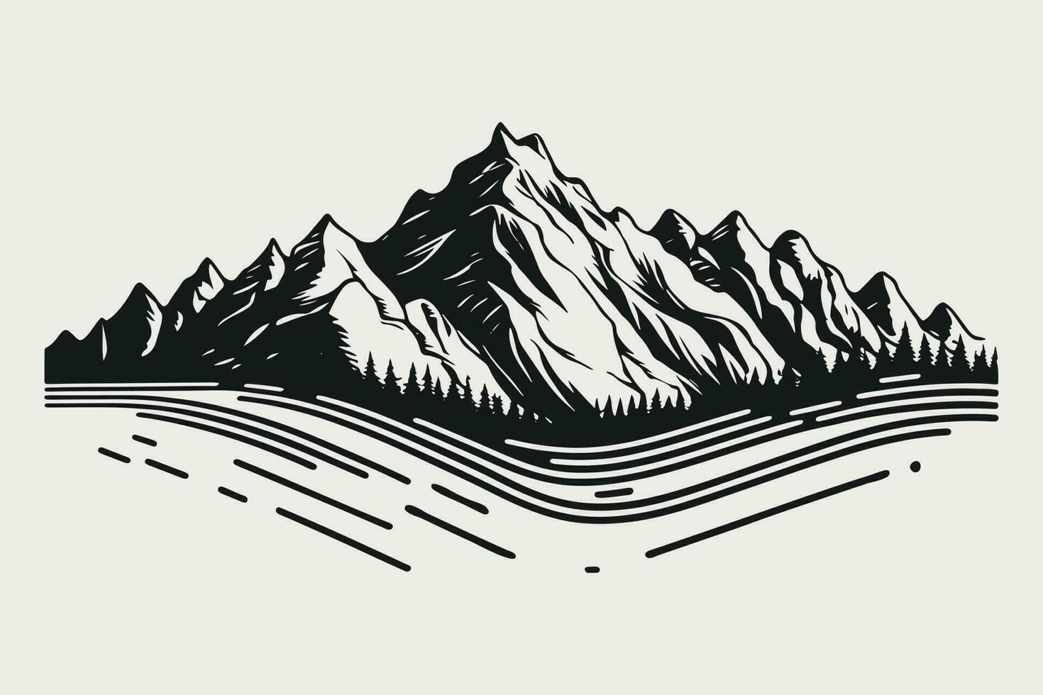 Mountain vector, Mountain silhouette, assorted mountain tree vector, Hand drawn mountain vector, mountain icon illustrations vector