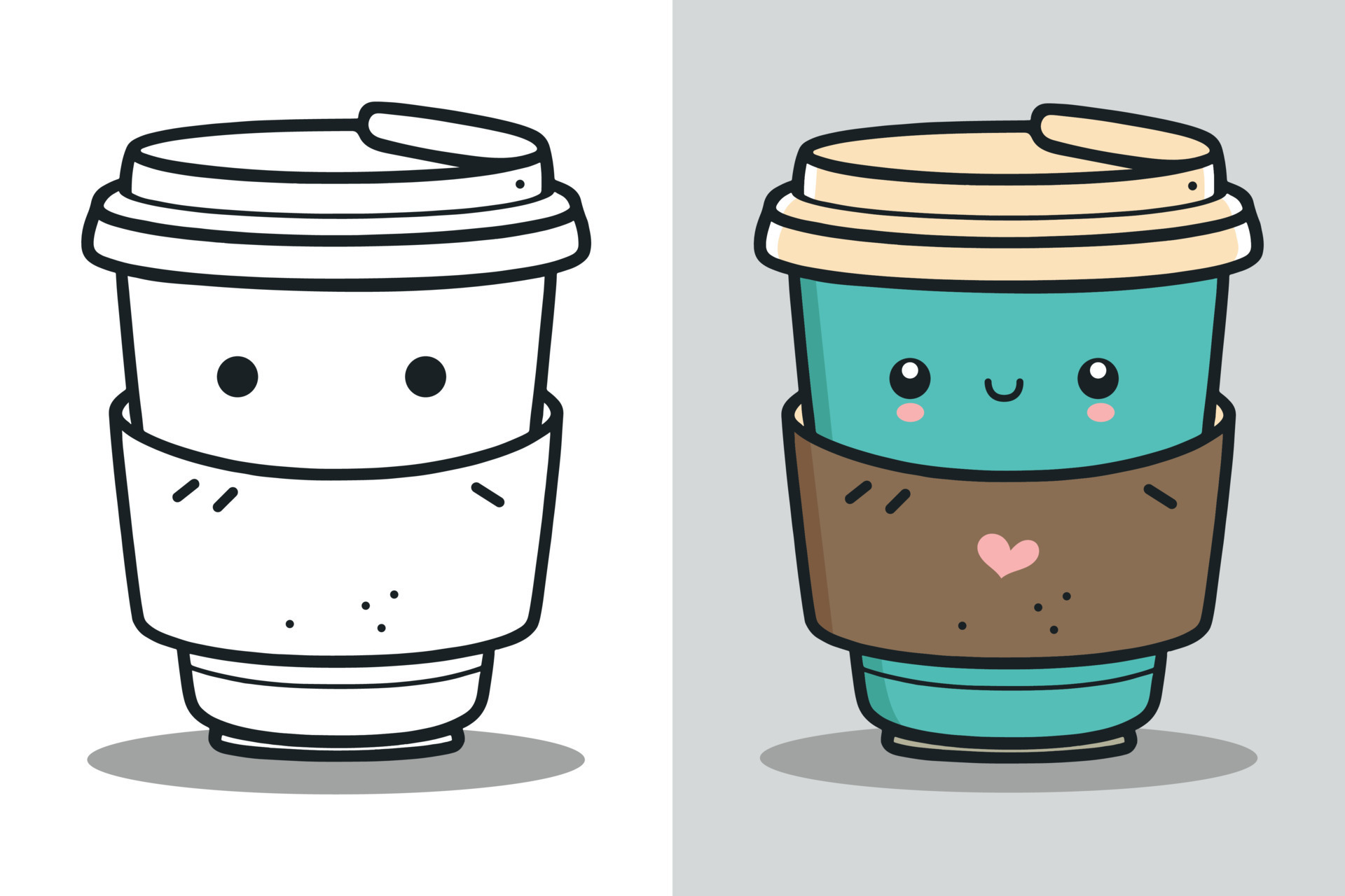 Coffee Cup Logo, Cute Coffee Cup Cartoon line art colorful Vector  Illustration, Coffee cup icon design, Flat carton style, Food and drink  icon 23900408 Vector Art at Vecteezy