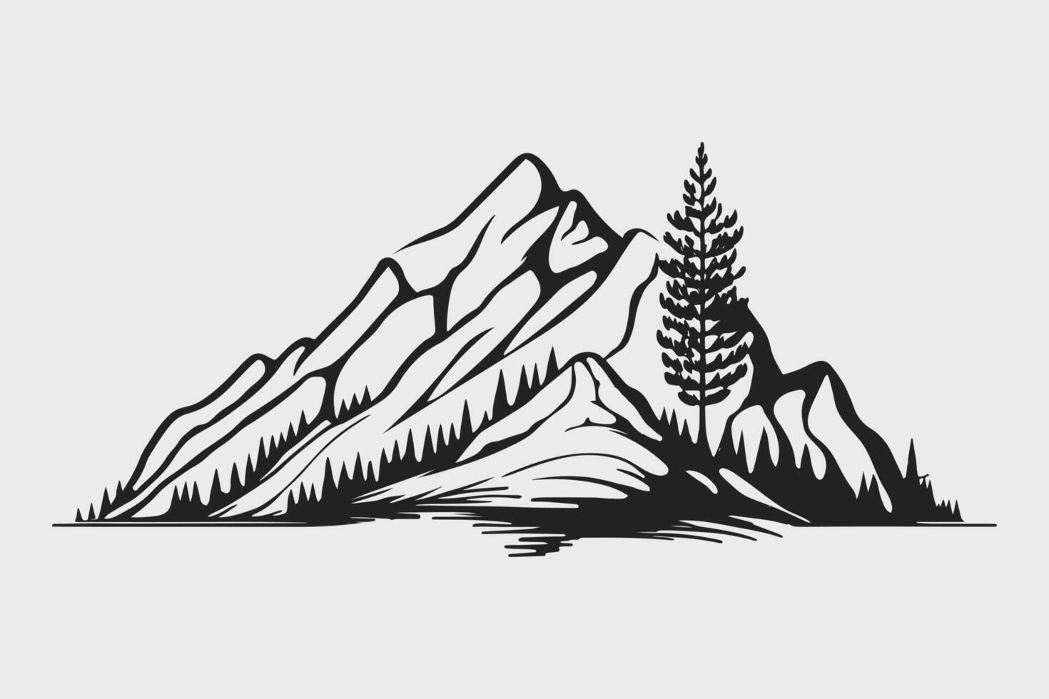 Mountain vector, Mountain silhouette, assorted mountain tree vector, Hand drawn mountain vector, mountain icon illustrations vector