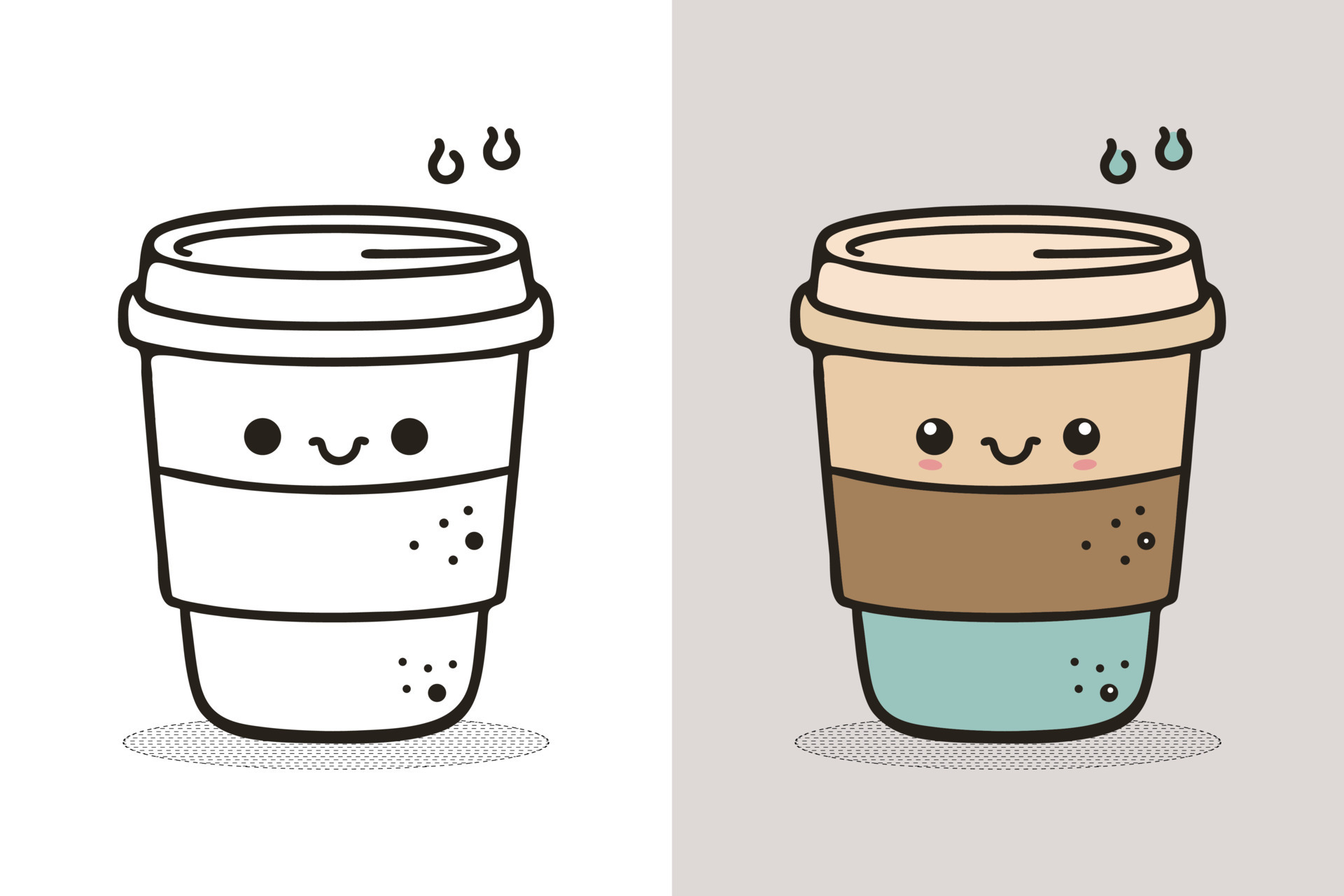 Coffee Cup Logo, Cute Coffee Cup Cartoon line art colorful Vector  Illustration, Coffee cup icon design, Flat carton style, and Food and drink  icon - MasterBundles