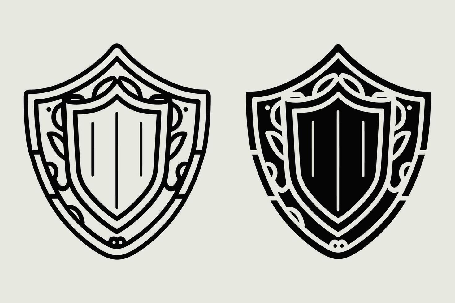 Shield vector, Shield outline style line art,  medieval shield, Royal shield, heraldic shield, Heraldic ornamental shields collection vector