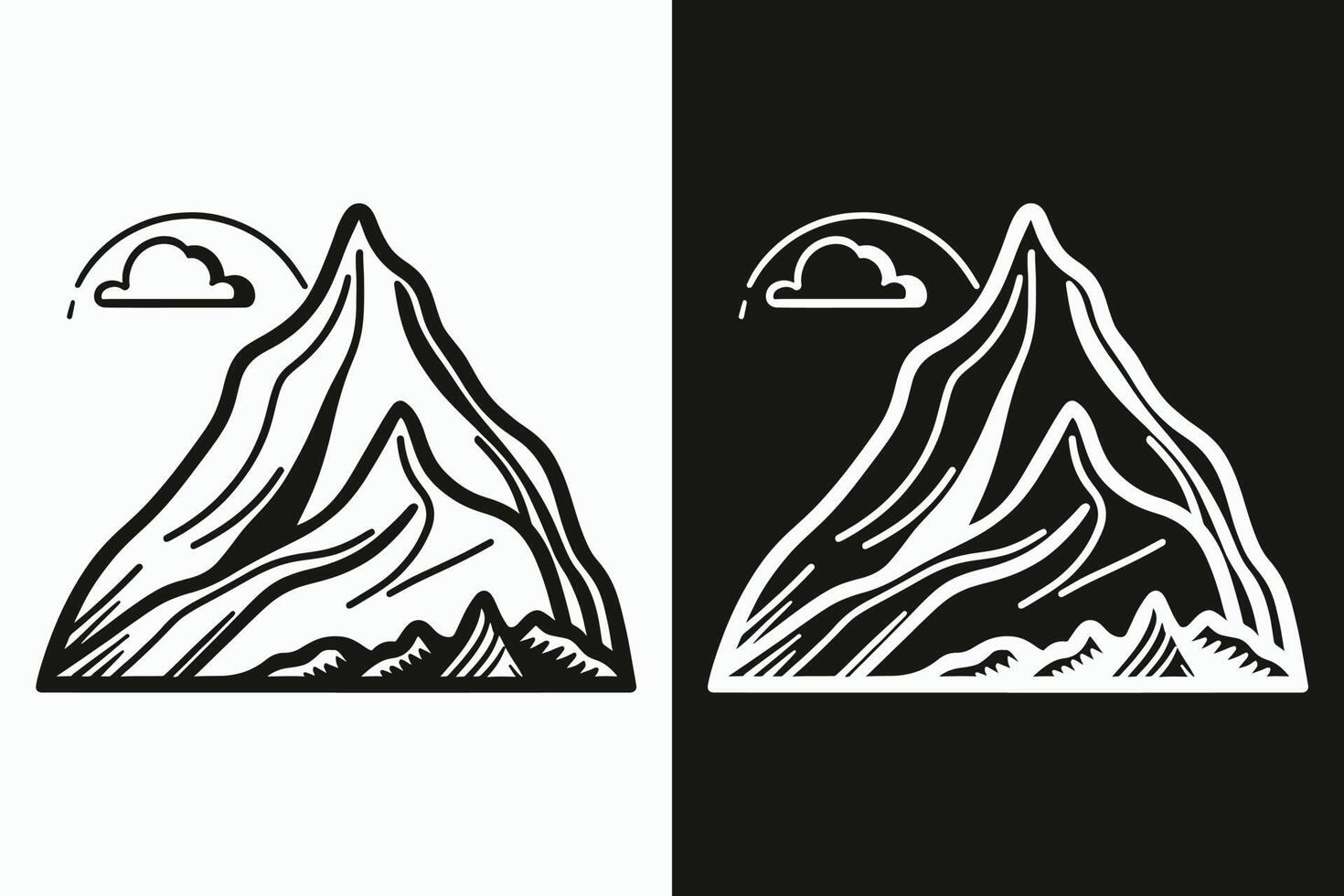 Mountain vector, Mountain silhouette, assorted mountain tree vector, Hand drawn mountain vector, mountain icon illustrations vector