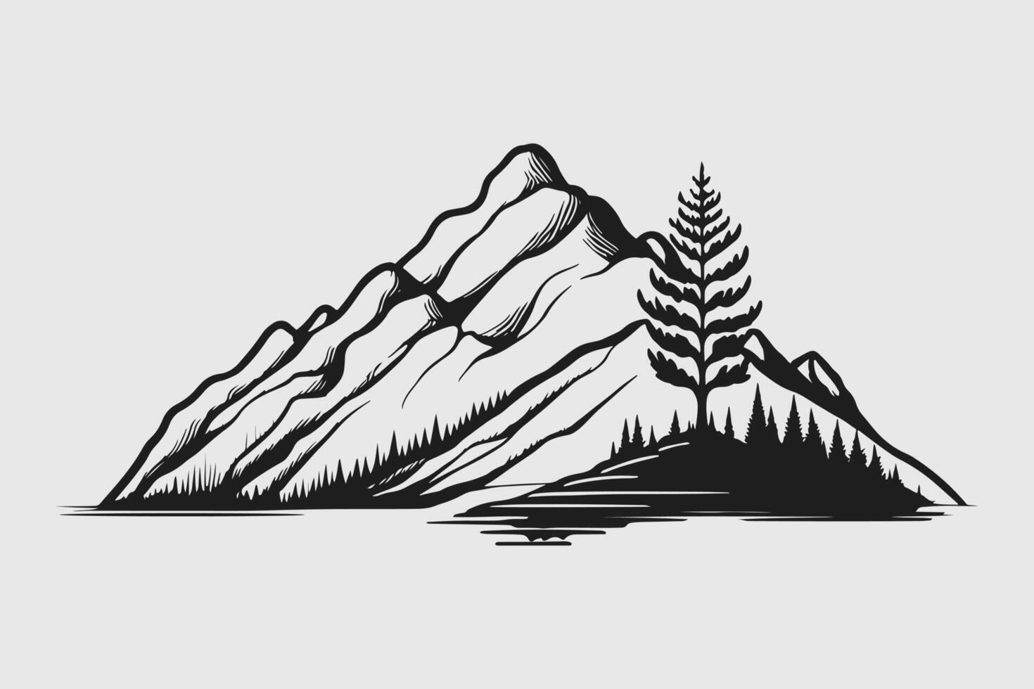 Mountain vector, Mountain silhouette, assorted mountain tree vector, Hand drawn mountain vector, mountain icon illustrations vector
