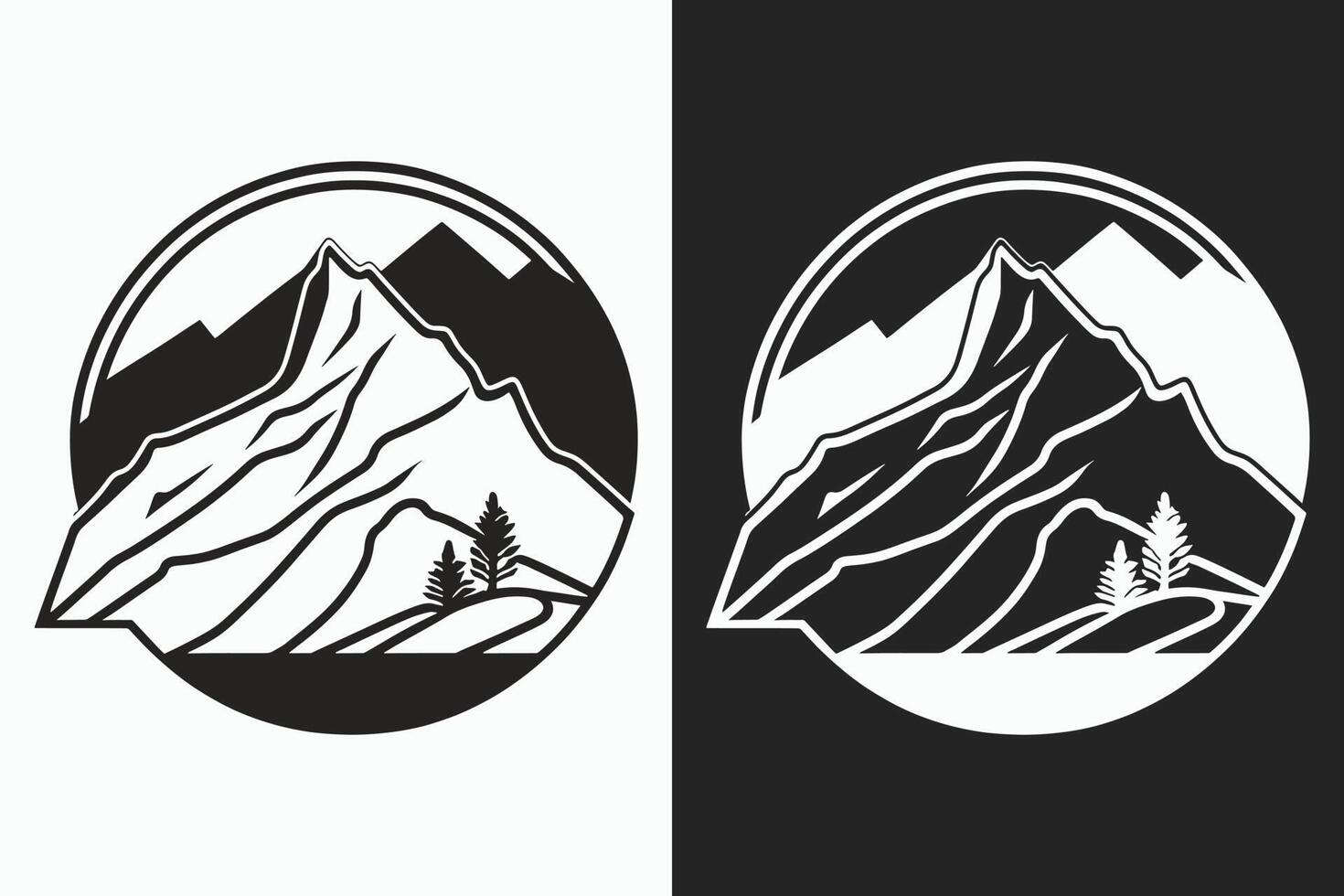 Mountain vector, Mountain silhouette, assorted mountain tree vector, Hand drawn mountain vector, mountain icon illustrations vector
