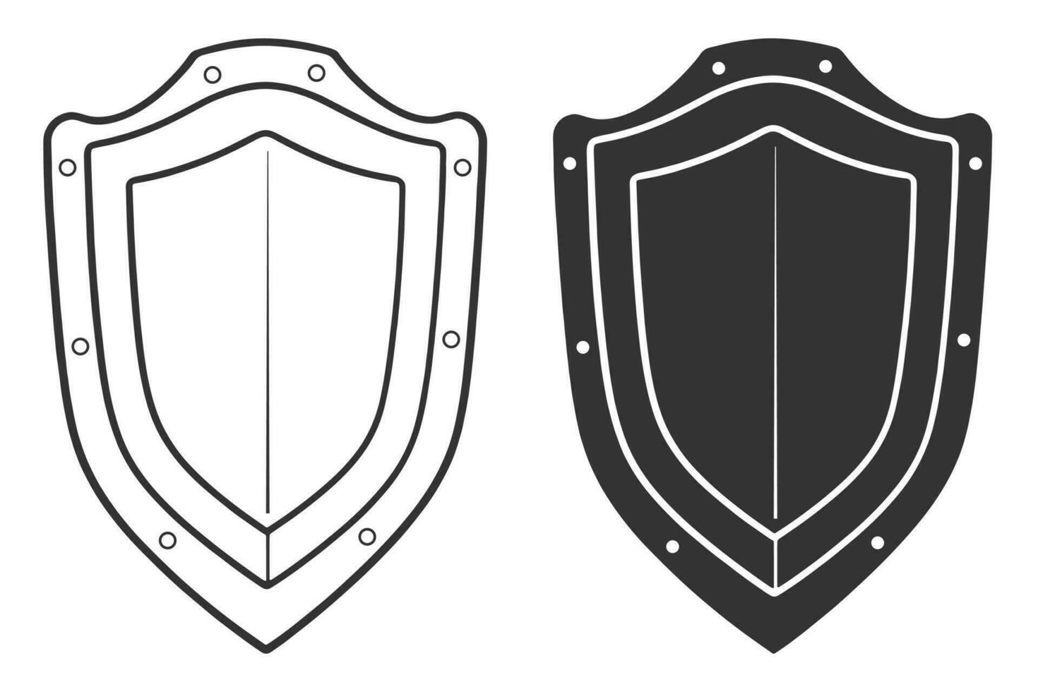 Shield vector, Shield outline style line art,  medieval shield, Royal shield, heraldic shield, Heraldic ornamental shields collection vector