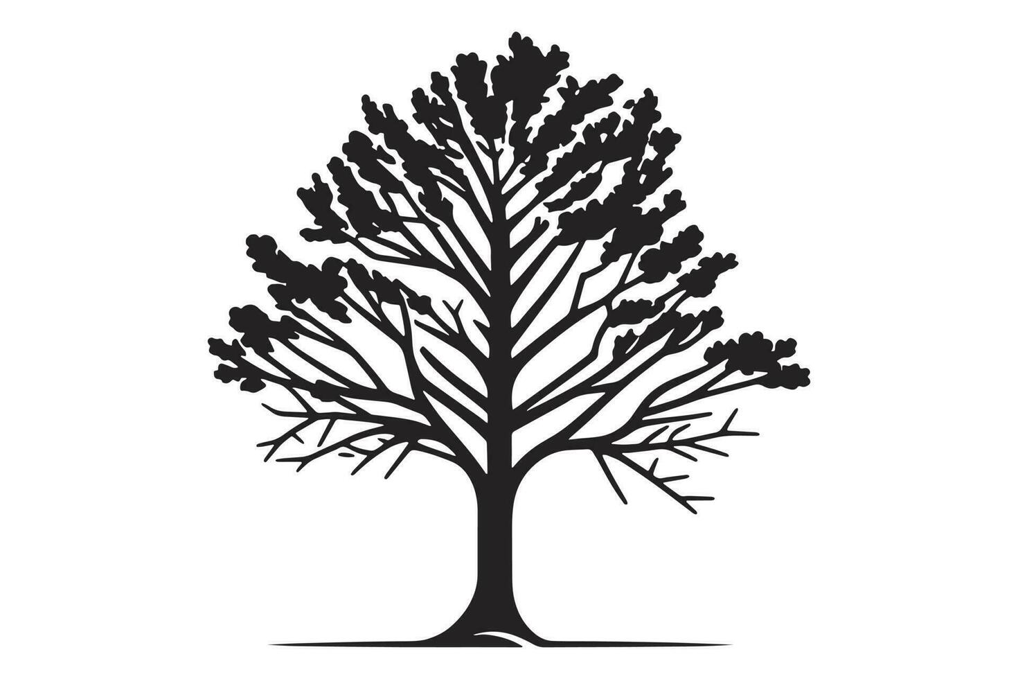 árbol línea Arte vector, árbol silueta vector, negro y blanco árbol arte, treeline Arte colorante libro, árbol vector aislado