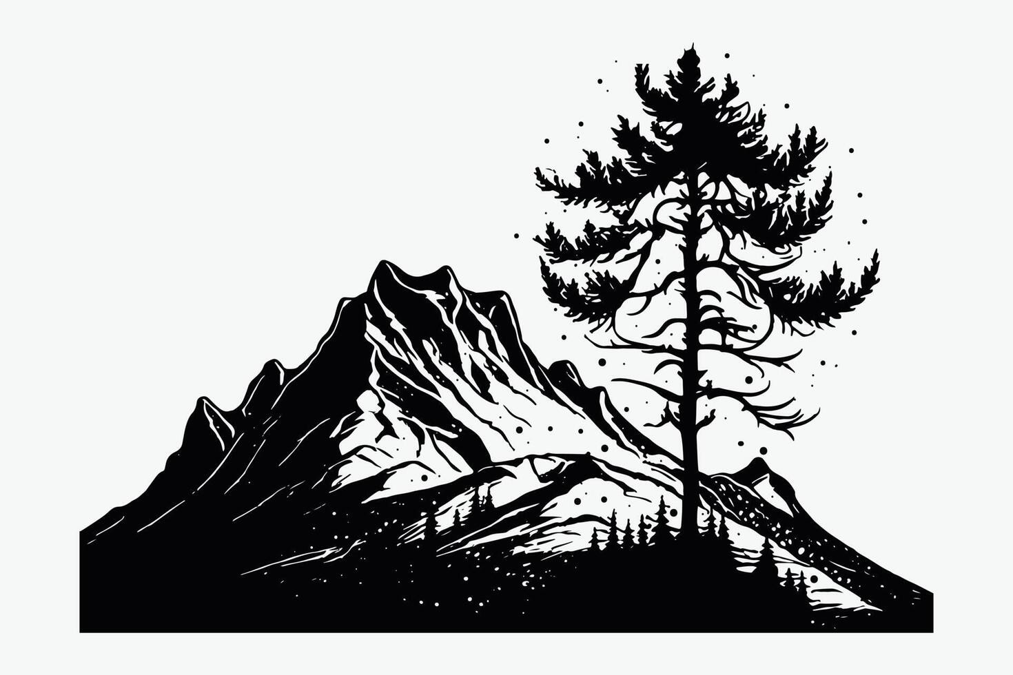 Mountain vector, Mountain silhouette, assorted mountain tree vector, Hand drawn mountain vector, mountain icon illustrations vector