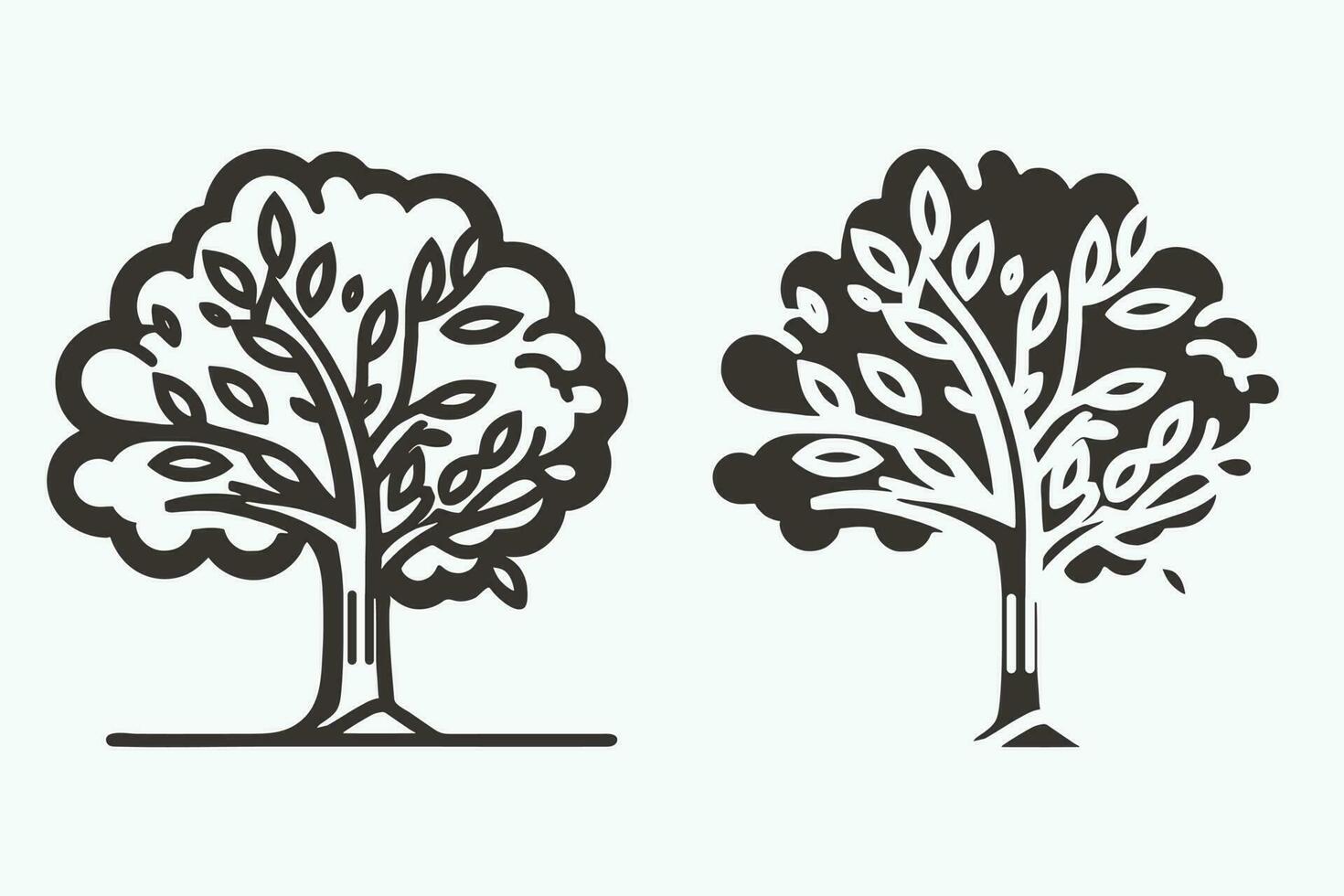 Tree line art vector, Tree silhouette vector, Black and white tree art, Treeline art coloring book, Tree vector isolated