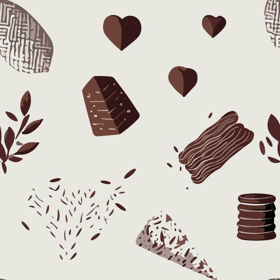 Pattern World Chocolate Day in style with some trendy designs, Our collection of different hand-drawn shapes and textures are perfect for promotional materials, t-shirts, bed sheets, and legging vector