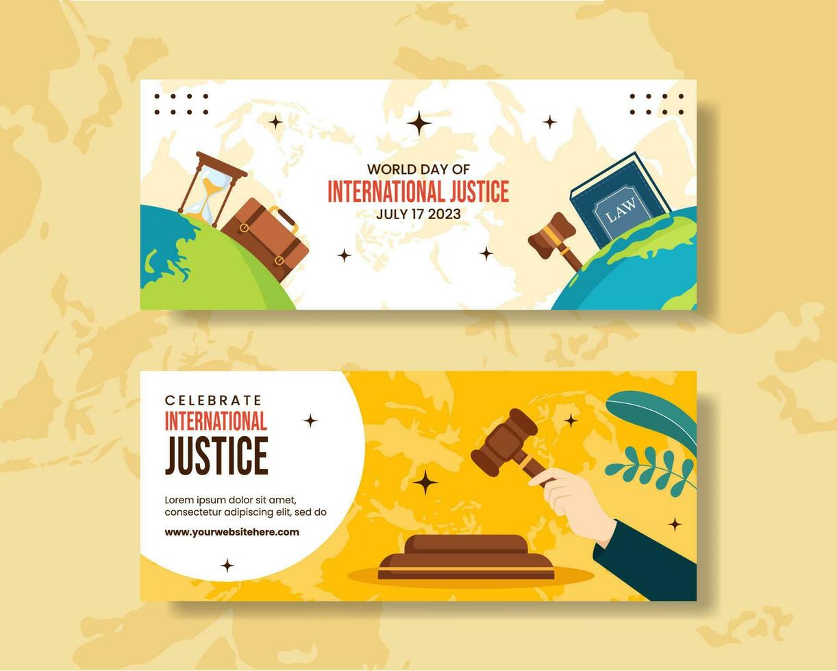 World Day for International Justice Horizontal Banner Illustration Cartoon Hand Drawn Templates Background vector