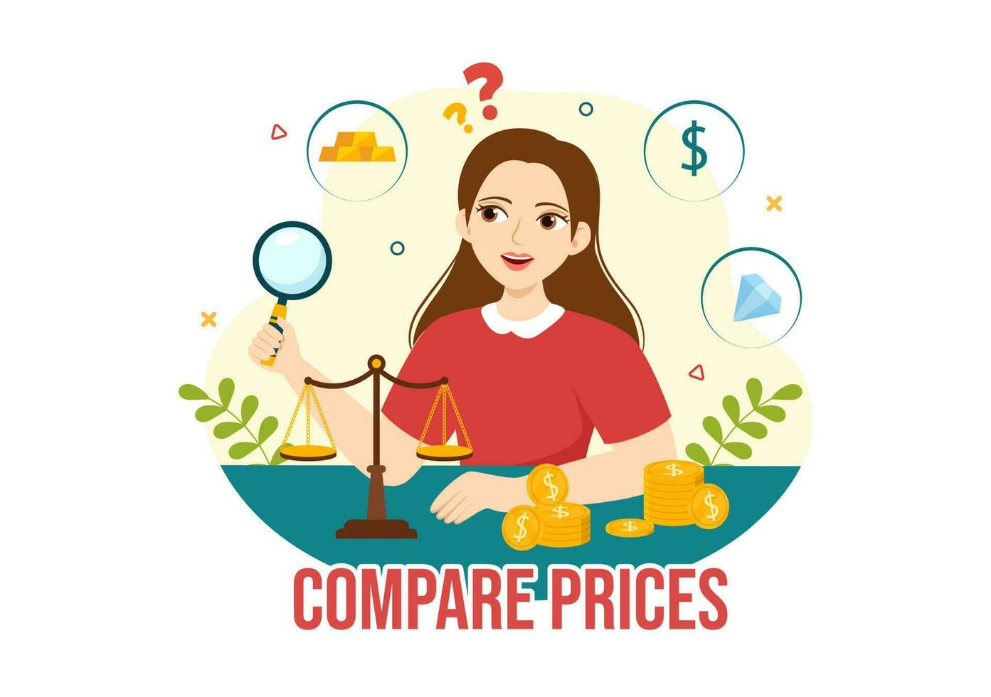 Compare Prices Vector Illustration of Inflation in Economy, Scales with Price and Value Goods in Flat Cartoon Hand Drawn Landing Page Templates