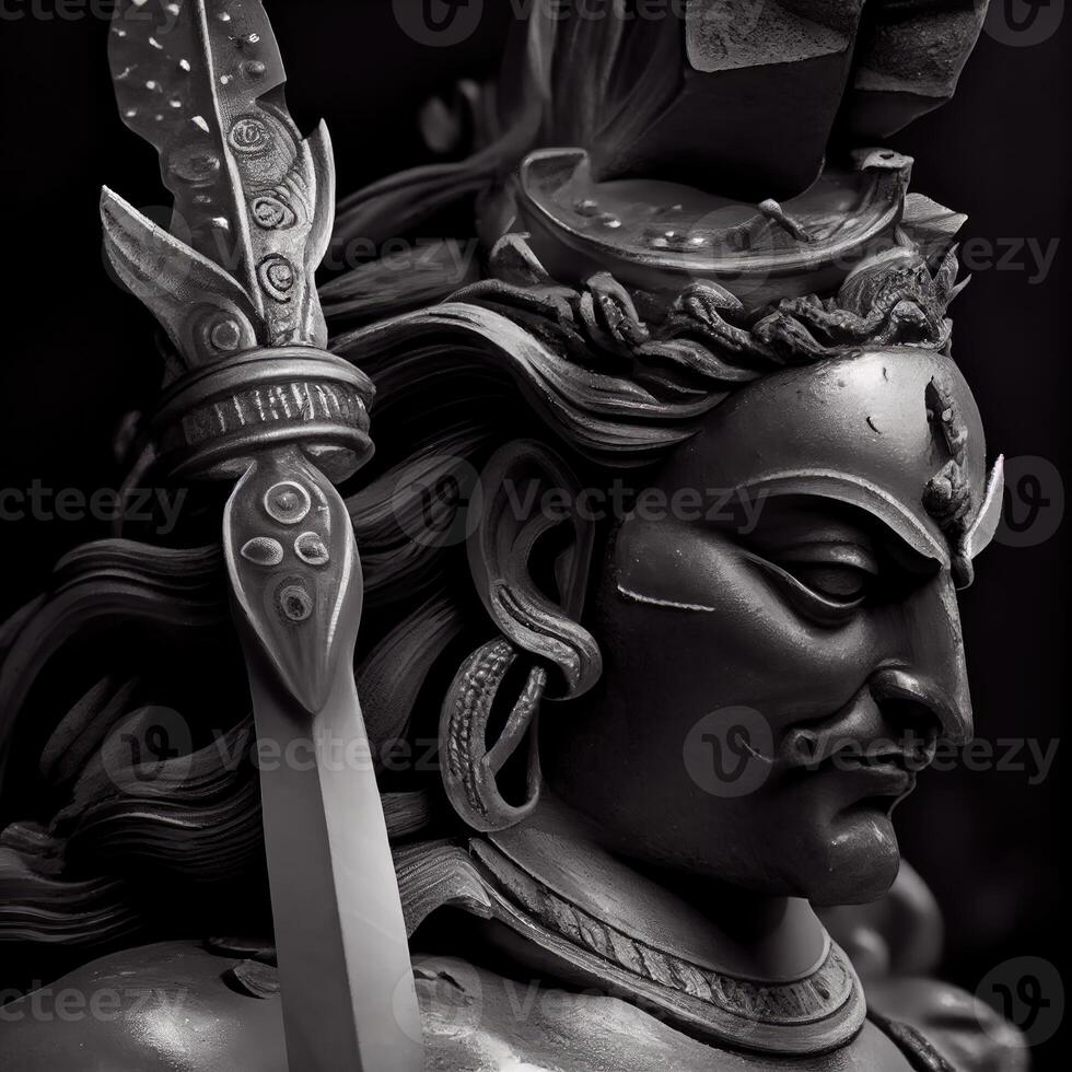 Maha Shivratri concept with trident sword sculpture background. Indian Culture and festival. photo