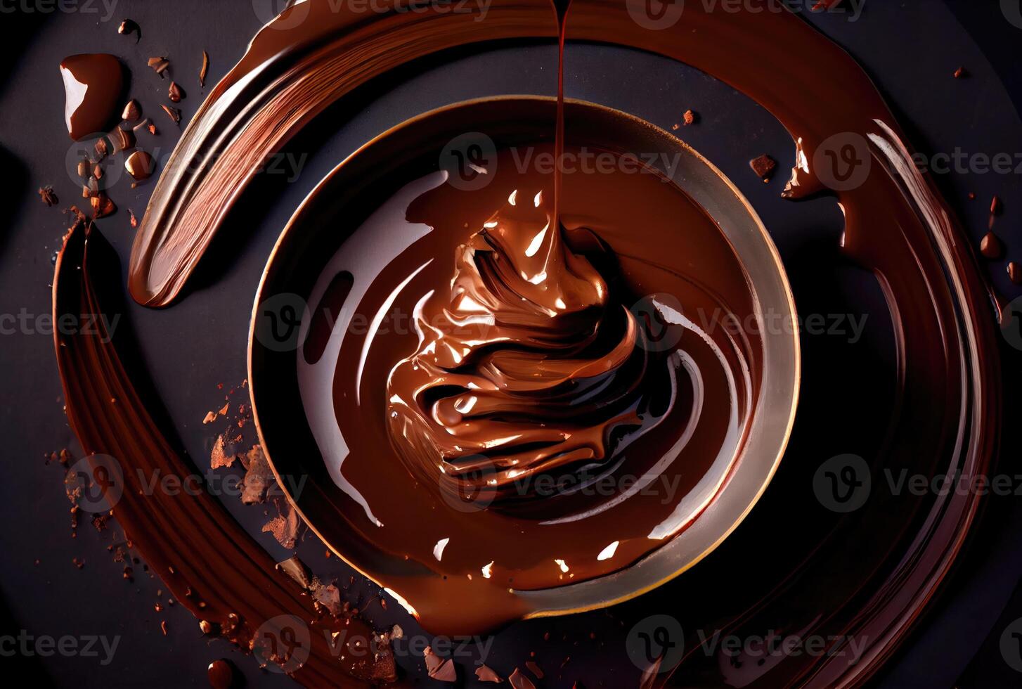 Pour the chocolate over the cake. Food and cooking concept. photo