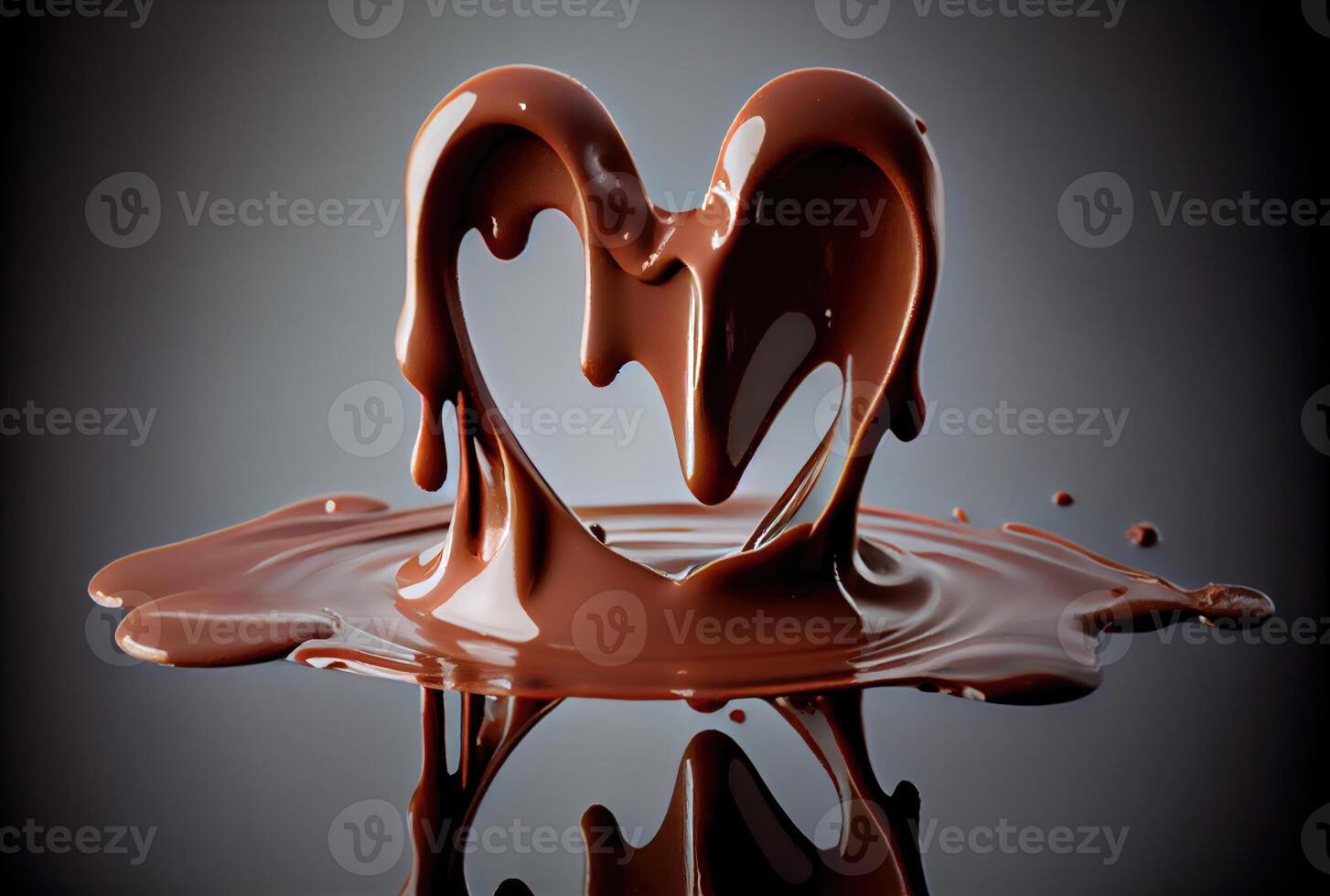 Heart shape chocolate milk melting and dip. photo