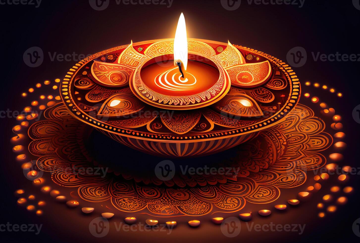 Diwali the festival of lights colorful lanterns with candlelight in the dark background. Holiday and culture concept. photo